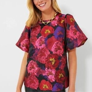 Pomander Place Camellia  Jacquard Lyla Floral Top Pink Large